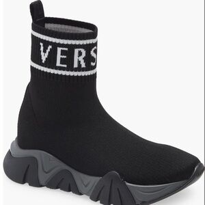 Versace Squalo Logo High Top Sock Sneaker 5.5 US